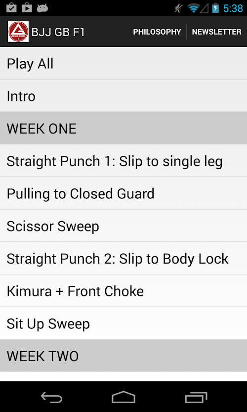Android application Gracie Barra BJJ: Weeks 1-4 screenshort