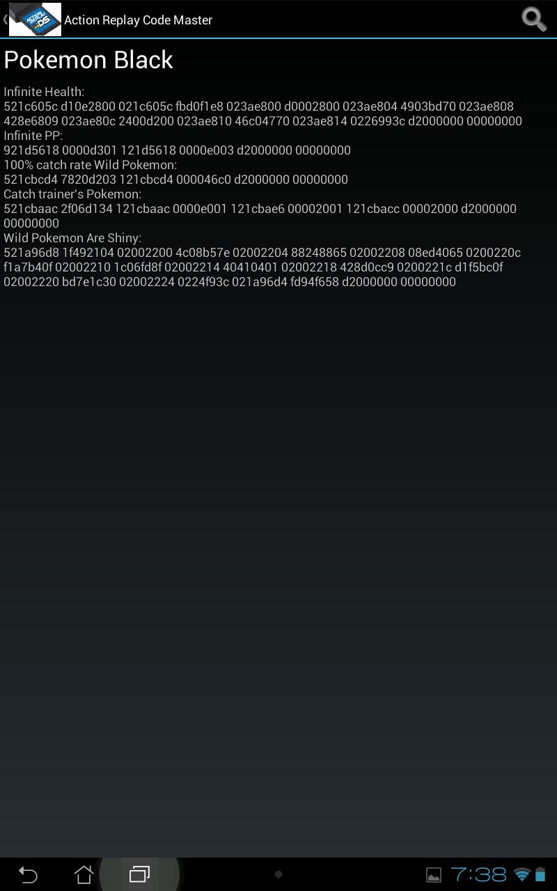 Action Replay Code Manager Screen 3