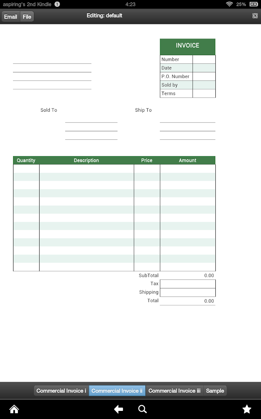 Commercial Invoices Screen 2