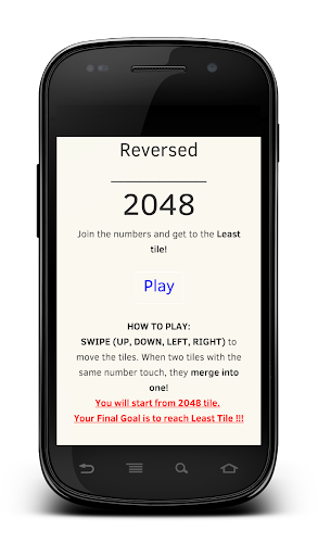 Reversed 2048 Number Game