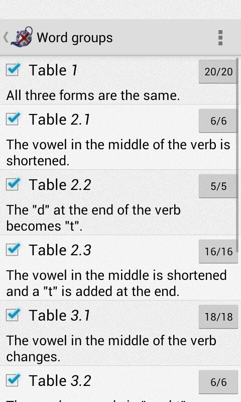 Irregular verbs Pro Screen 3