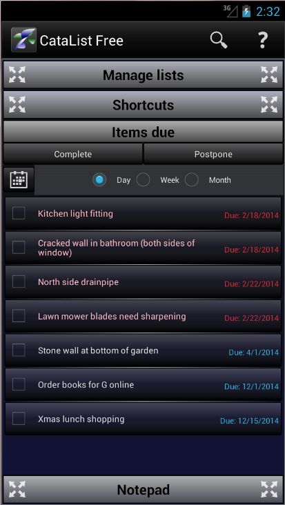 Android application CataList Pro screenshort
