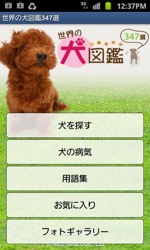 Android application 世界の犬図鑑３４７選 screenshort