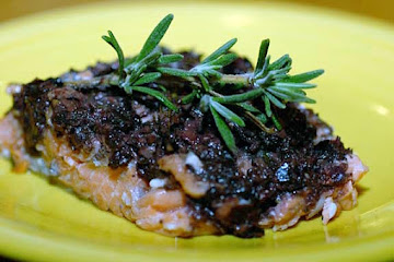 Salmon with Anchovy Olive Tapenade