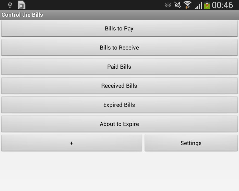 Android application Control the Bills screenshort