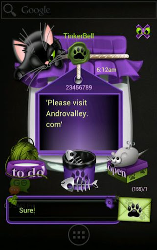 GOSMS POPUP THEME Black Kitty