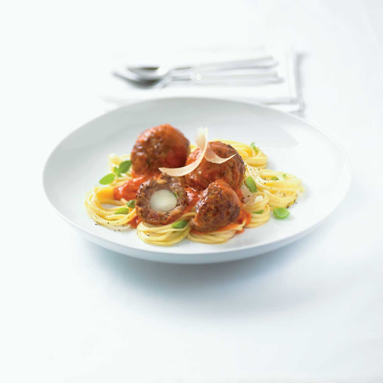 Signature mozzarella meatballs served in Celebrity Cruises's Main Restaurant under the direction of master chef Jacques Van Staden.