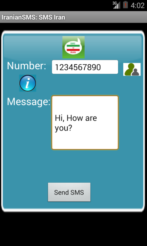 Android application Free SMS Iran screenshort