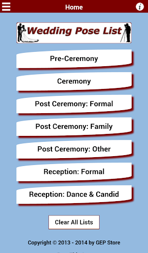 Wedding Pose Checklist