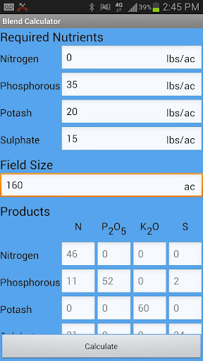 Blend Calculator