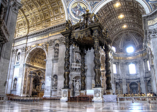 Interior scene from St. Peter's Basilica, Vatican City.