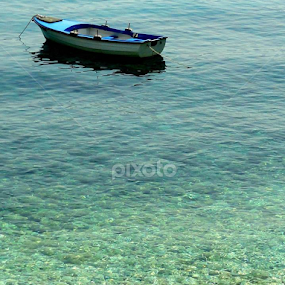 little blue boat by Nina Kriznic - Transportation Boats
