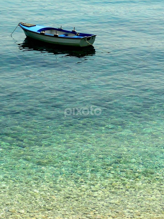 little blue boat by Nina Kriznic - Transportation Boats