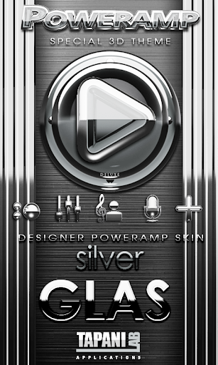 Poweramp skin Silver Glas luxe