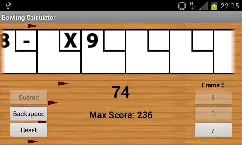 Bowling Calculator Screen 3