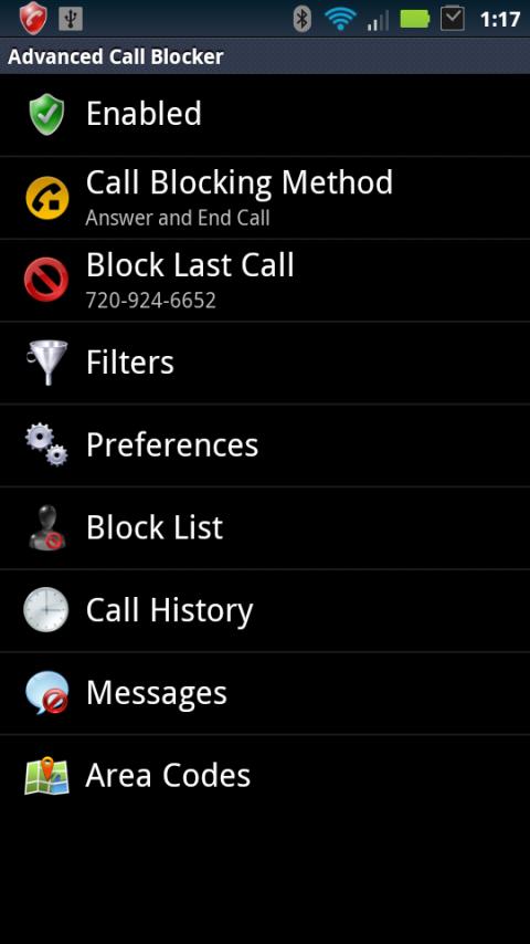 Advanced Call Blocker Screen 1