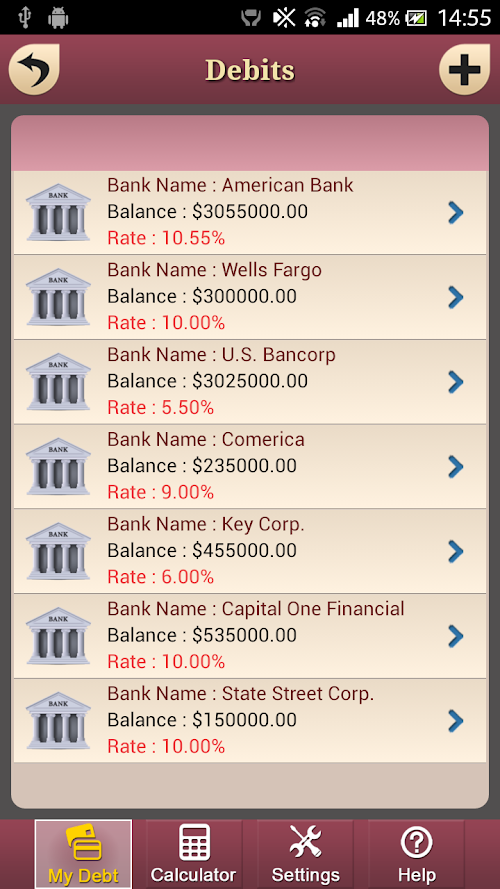 Android application Debt Payoff Manager screenshort