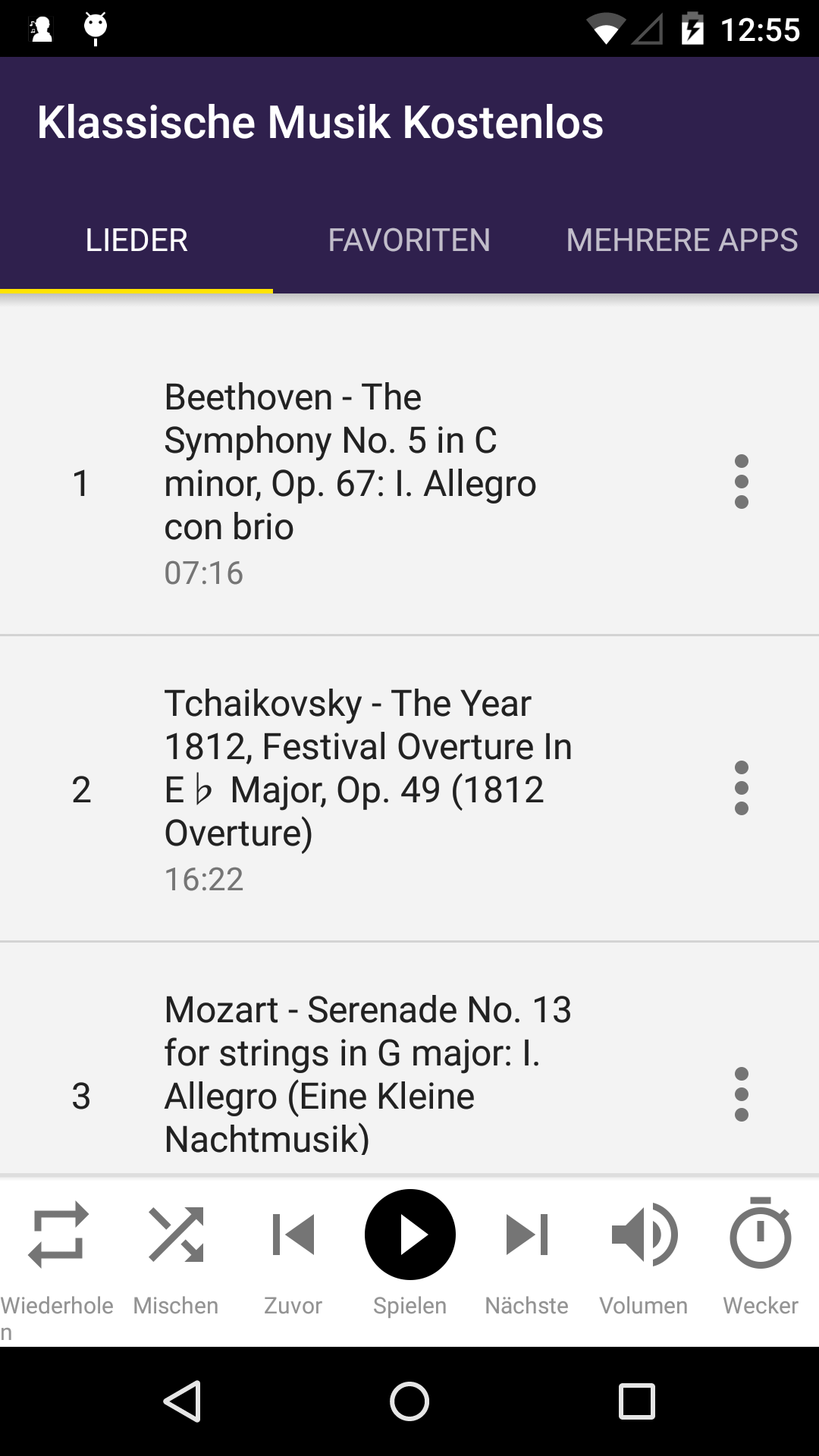 Android application Classical Music screenshort