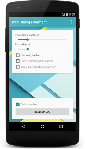BlurDialogFragment Sample App
