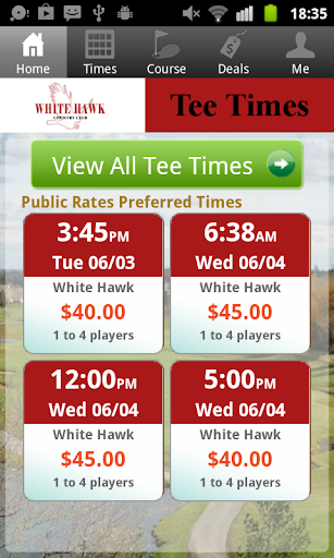 White Hawk Golf Tee Times