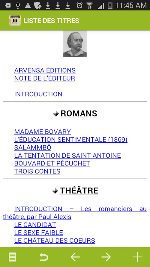 Android application Flaubert : Oeuvres complètes screenshort