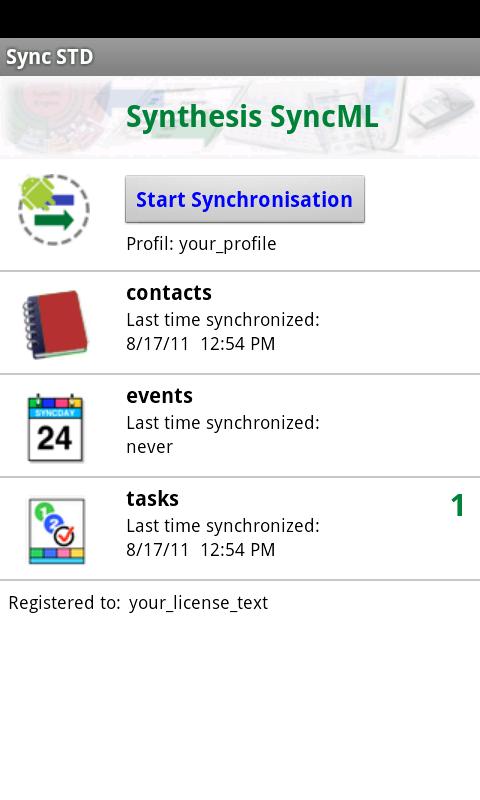 Android application Synthesis SyncML Client STD screenshort