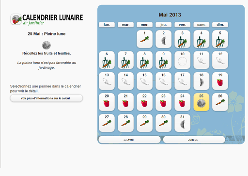 Gardener's Lunar Calendar