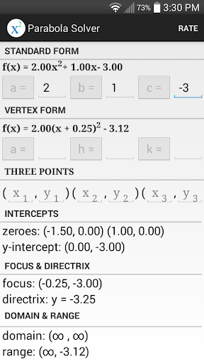 Parabola Solver