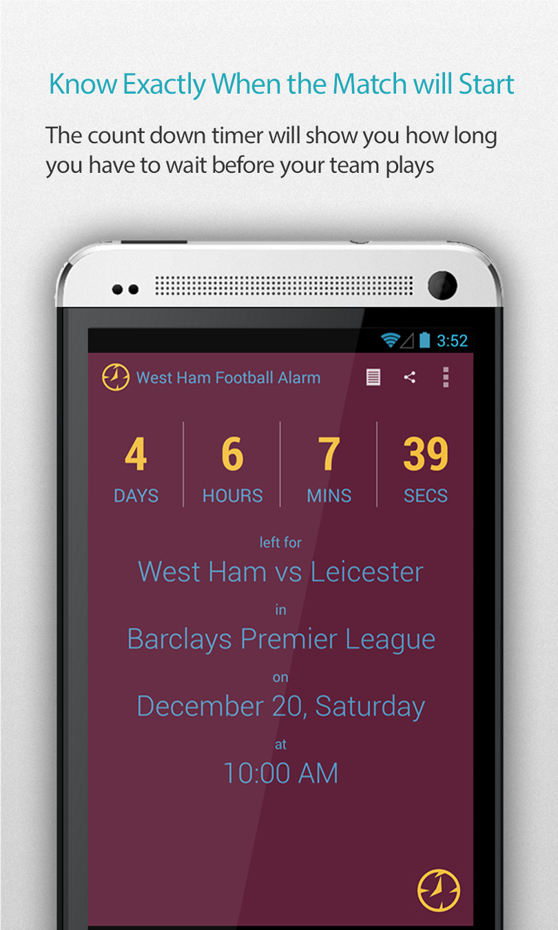 West Ham Football Alarm Pro Screen 1