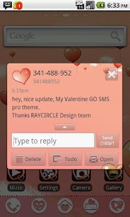 My Valentine GO SMS Theme - screenshot thumbnail