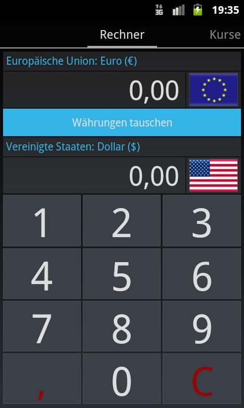 Android application currency converter screenshort