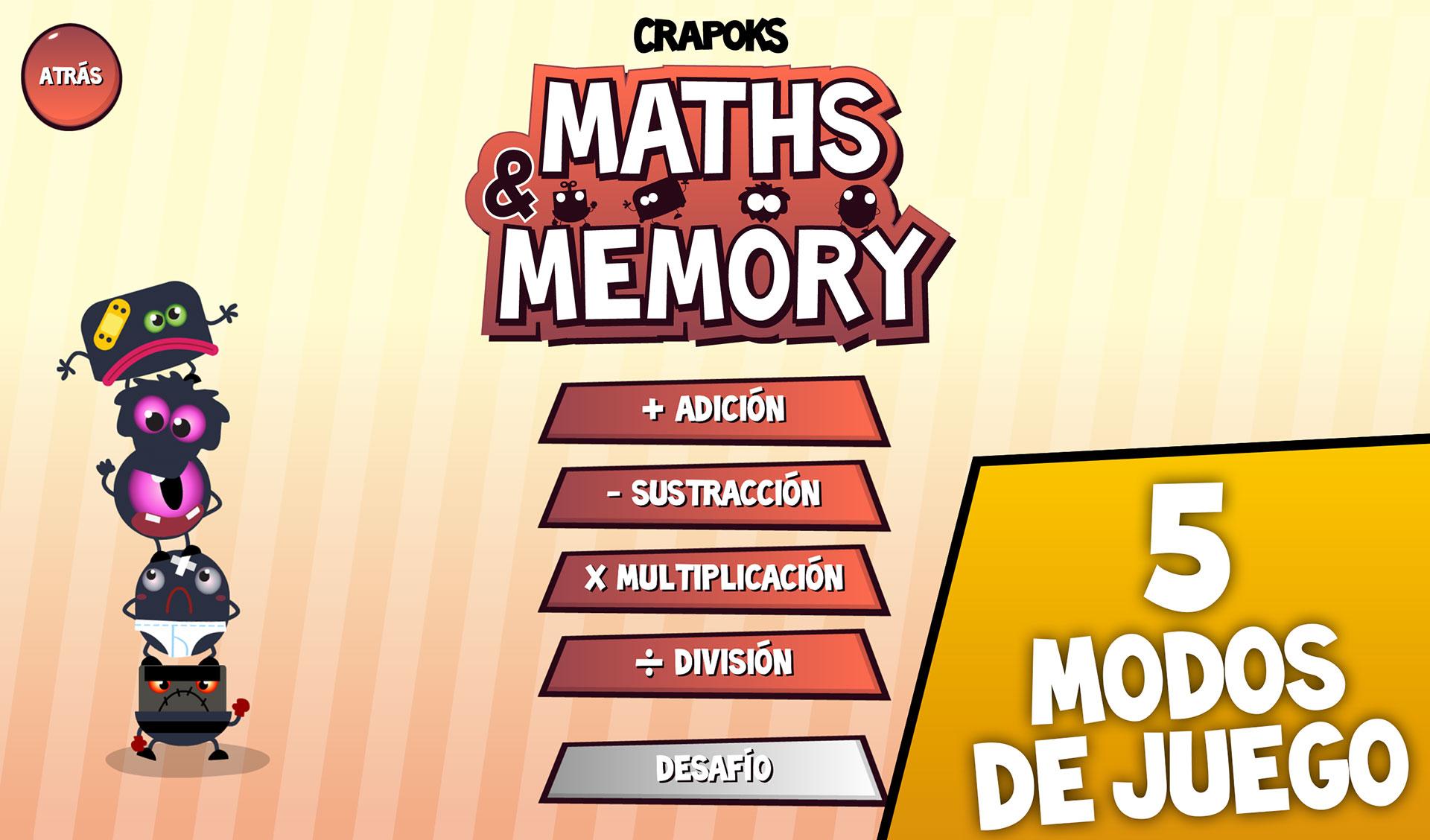 Android application Crapoks: Maths &amp; Memo screenshort