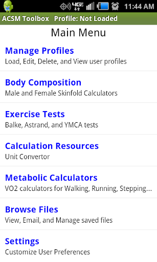 ACSM Toolbox - Calculations