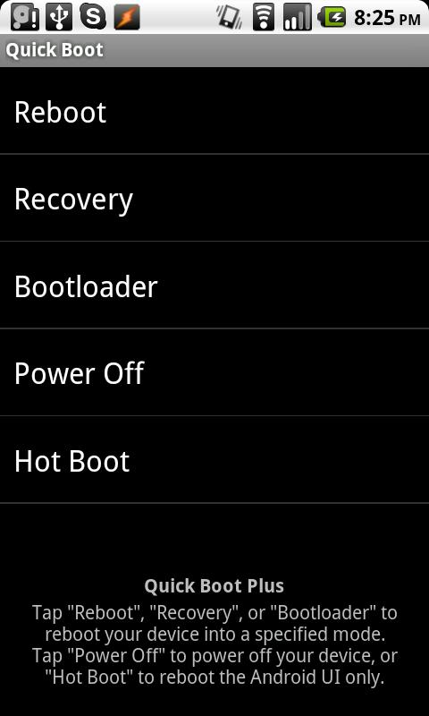 Android application Quick Boot Plus screenshort