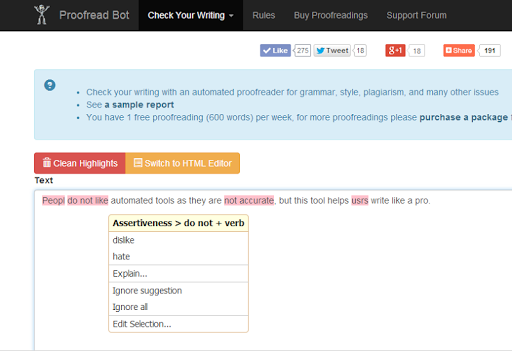 Proofread Bot Grammar Checker