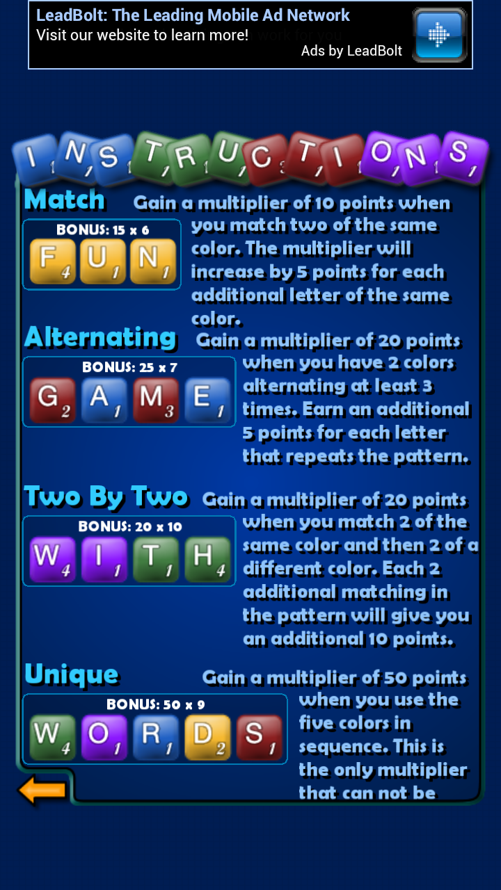 Bonus Wordz Screen 3