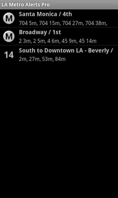 Android application LA Metro Alerts Pro screenshort