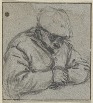 Seated, Hunched Over Man