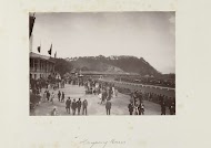 Paardenraces op een renbaan in Hongkong