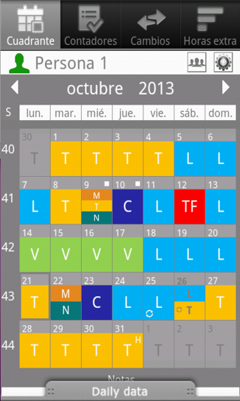 Android application Shift Cal - CuadraTurnos PRO screenshort
