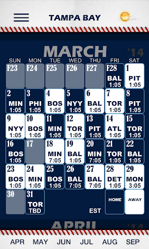 Baseball Pocket Sked - Rays