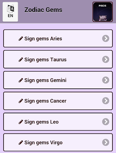 Gems of the zodiac signs.