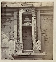 Candi Puntadewa, details of the decorated niche, probably on the north side. Dieng plateau Wonosobo district, Central Java province, 8th-9th century