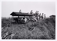 Trefpunt van zwemmers in de polder bij Abcoude