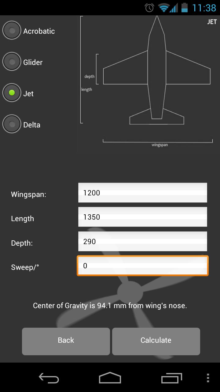 Model Aircraft Calculator Screen 2