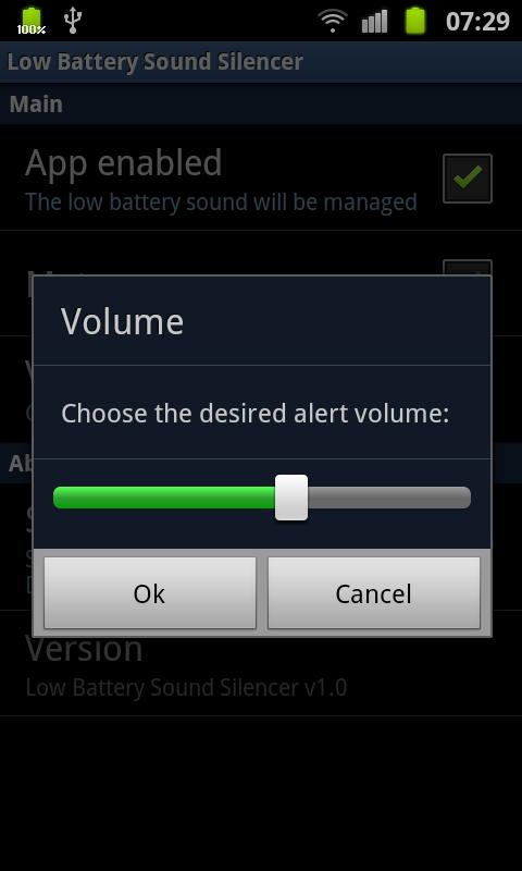 Low Battery Sound Silencer Screen 2