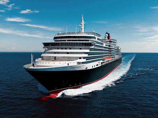 Cunard-Queen-Victoria-at-sea-2 - Sail the enchanting seas in comfort and luxury aboard Cunard's renowned Queen Victoria. The ship travels to the Caribbean, Central America, South Pacific, Mediterranean, Northern Europe and transatlantic routes.