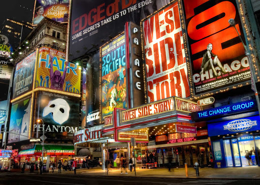 A Times Square scene in midtown Manhattan.  