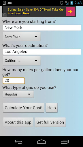 Trip Cost Finder Calculator