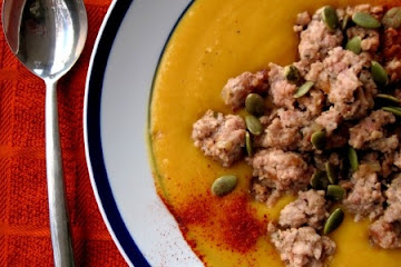 Smoky Roasted Acorn Squash and Sausage Soup